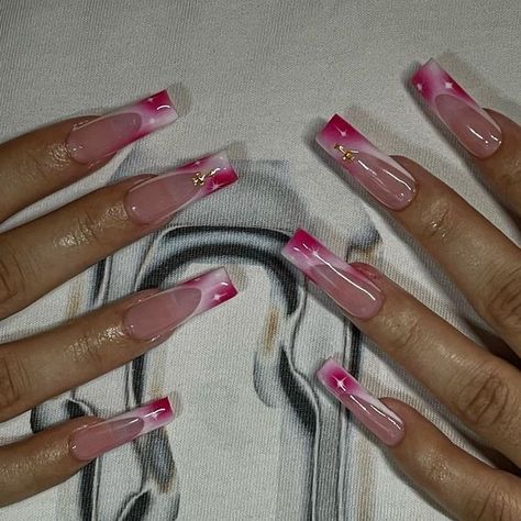 Pink Airbrush Nails, French Manicure Acrylic Nails, Gel Toe Nails, Airbrush Nails, Ombre Acrylic Nails, French Tip Acrylic Nails, Classy Acrylic Nails, Pretty Gel Nails, Acrylic Nails Coffin Pink