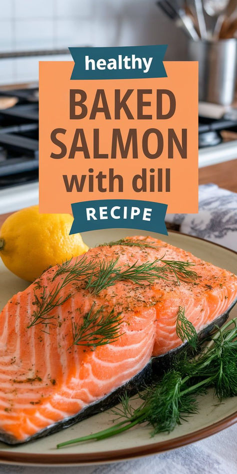 Enjoy a healthy and delicious dinner with this Baked Salmon with Dill! Packed with omega-3s and topped with a burst of fresh dill, this dish is light, nutritious, and easy to make. Dill Salmon Recipes Baked, Baked Dill Salmon, Baked Salmon With Dill, Dill Salmon Recipes, Salmon With Dill, Nutritious Dinner, Dinner Simple, Dill Recipes, Dill Salmon