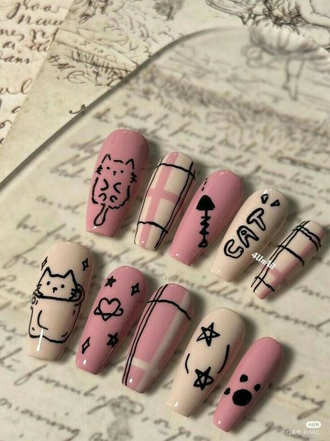 Kawaii Spring, Paznokcie Hello Kitty, Kutek Disney, Fake Nails Designs, 2024 Nails, Wow Nails, Punk Nails, Anime Nails, Really Cute Nails