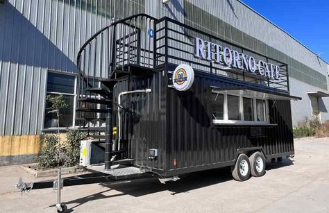 Food Trailer Ideas Design, Container Food Truck, Shipping Container Cafe, Bike Food, Food Trailer For Sale, Shipping Container Design, Food Trailers, Container Restaurant, Catering Trailer