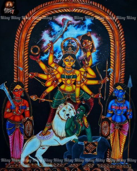 Nilay Saha on Instagram: “Durga #artoftheday #art #artist #artistsoninstagram #artforsale #artcollector #artwork #artgallery #artofinstagram #instagram #viralvideos…” Jaya Vijaya, Durga Kali, Durga Images, Army Girlfriend Pictures, Army Girlfriend, Art Collector, Art Day, Art Artist, Jay