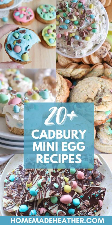 Cadbury Mini Egg Recipes Harry Potter Color By Number, Mini Easter Desserts, Cadbury Mini Egg Recipes, Cadbury Egg Recipes, Crochet Floor Pouf, Mini Egg Recipes, Cadbury Cookies, Cadbury Mini Egg Cookies, Cadbury Easter Eggs