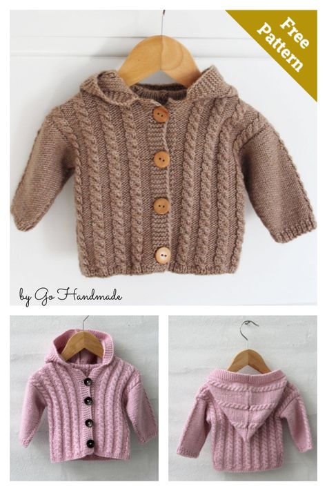 Baby Cabled Jacket with Hood Free Knitting Pattern Free Baby Knitting Patterns To Download Coats & Jackets, Free Baby Boy Knitting Patterns, Aran Knitting Patterns Free Children, Free Baby Knitting Patterns Newborns, Hooded Jacket Knitting Pattern, Free Chunky Knitting Patterns, Free Aran Knitting Patterns, Knitted Coat Pattern, Baby Gilet