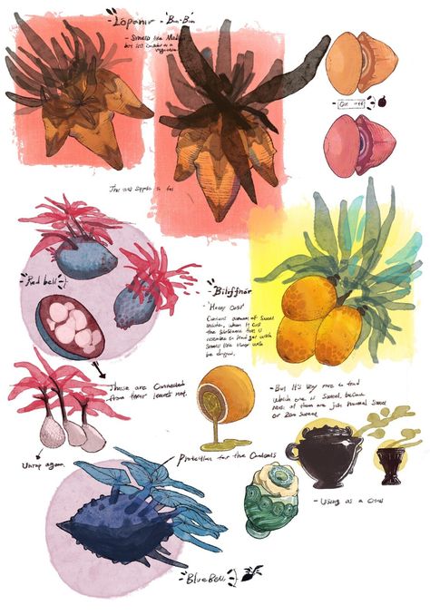 Fantasy Fruit, Fruit Sketch, Alien Plants, Dnd Dragons, Food Illustration Art, Food Fantasy, Fantasy Concept Art, Fruit Art, Food Drawing