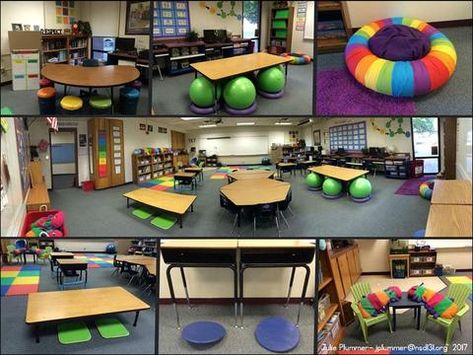 Flexible Seating Kindergarten, Classroom Desk Arrangement, Flexible Seating Ideas, Classroom Seating Arrangements, Sensory Classroom, Desk Arrangements, Flexible Seating Classroom, Classroom Arrangement, Alternative Seating