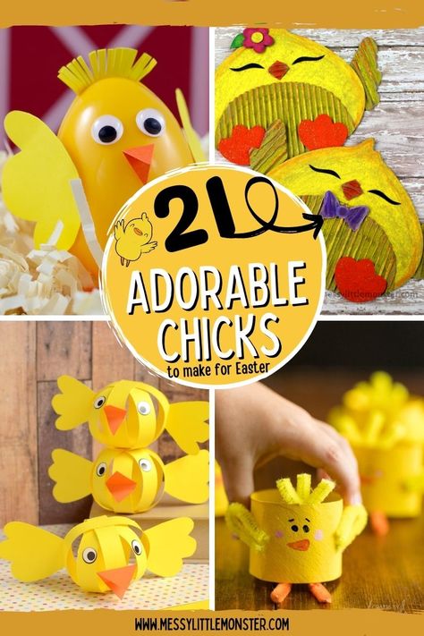 Crafts For Spring, Spring Kids Art, Easter Chick Craft, Spring Flower Crafts, Kids Craft Ideas, Easter Paper Crafts, Easter Preschool, Chicken Crafts, Spring Fun