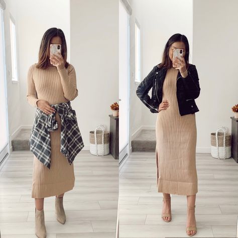 Oatmeal Sweater Dress Outfit, Tan Midi Dress Outfit, Camel Dress Outfit, Tan Sweater Dress Outfit, Beige Sweater Dress Outfit, Brown Sweater Dress Outfit, Tan Dress Outfit, Long Sweater Dress Outfit, Beige Dress Outfit