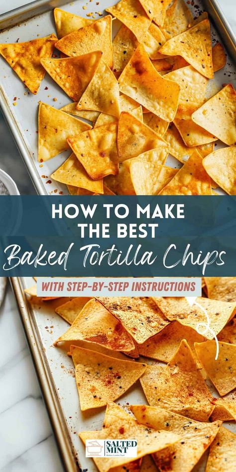 Transform leftover tortillas into crispy, homemade tortilla chips with this simple, healthy recipe. Perfect for Super Bowl snacks or as a nutritious addition to any party, these baked chips made from whole grain flour or corn tortillas are a budget-friendly way to enjoy a delicious, DIY snack. Enjoy healthier, flavorful chips and dips without the store-bought cost! My easy recipe can be made in an oven or air fryer! Homemade Tortilla Chips From Scratch, Home Made Corn Chips, Homemade Fritos Corn Chips, Diy Nachos, Homemade Corn Chips, Corn Chips Recipe, Healthy Tortilla Chips, Finger Chips, Chips Recipes