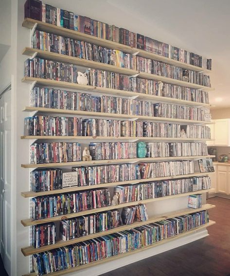 Blu Ray Storage Ideas, 2030 Vision, Blu Ray Storage, Movie Library, Collection Shelf, Kirsten Vangsness, Blu Ray Collection, Apartment Walls, Video Equipment