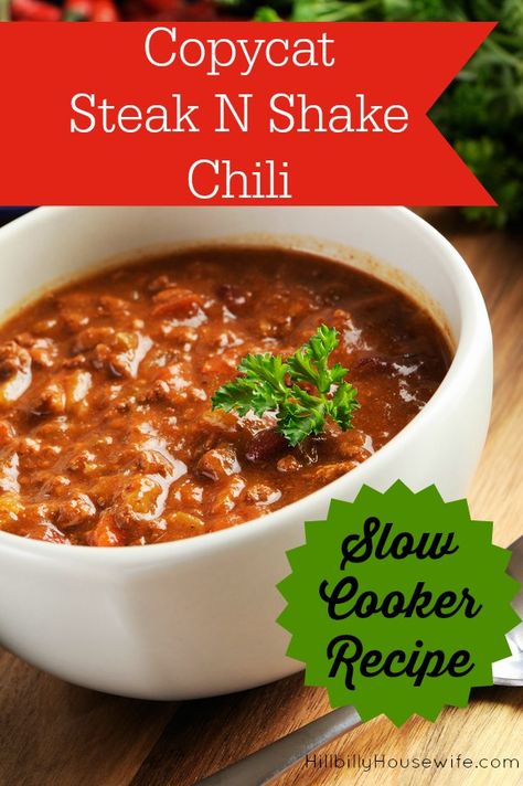 Pinto Bean Chili Recipe - Hillbilly Housewife Steak And Shake Chili Recipe, Beans Chili Recipe, Pinto Bean Chili Recipe, Pinto Bean Chili, Steak N Shake, How To Cook Chili, Slow Cooker Chili Recipe, Snacks Under 100 Calories, Hot Dog Chili