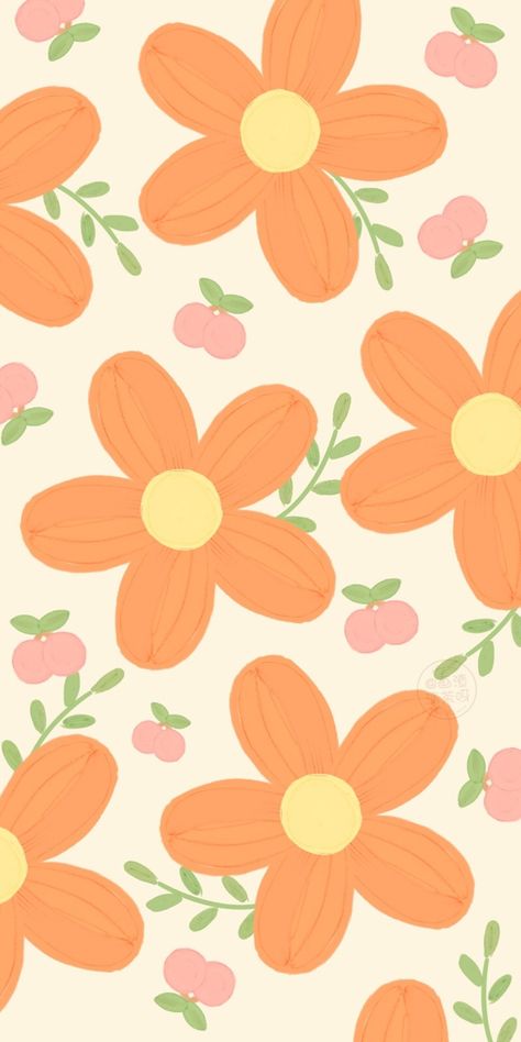 Cute Orange Wallpaper, Orange Flowers Wallpaper, Orange Floral Wallpaper, Wallpaper Wa, Wallpaper Homescreen, Peach Wallpaper, Floral Wallpaper Iphone, Wallpaper Wallpaper, Floral Wallpaper