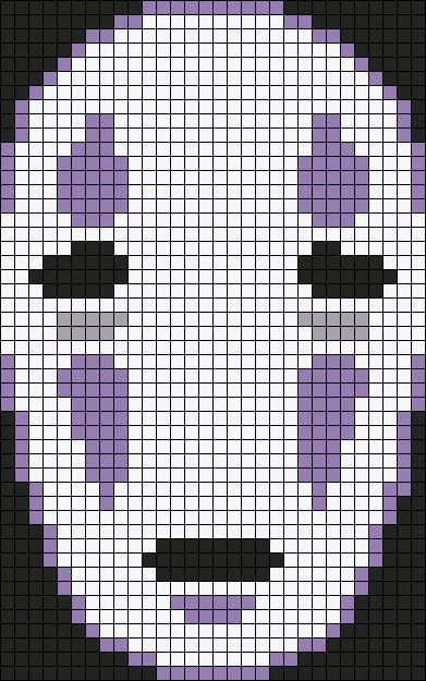 No Face Grid Pattern, No Face Alpha Pattern, No Face Cross Stitch, Studio Ghibli Knitting, Ghibli Tapestry Crochet, No Face Pixel Art, No Face Crochet Pattern, Alpha Pattern Ghibli, No Face Crochet