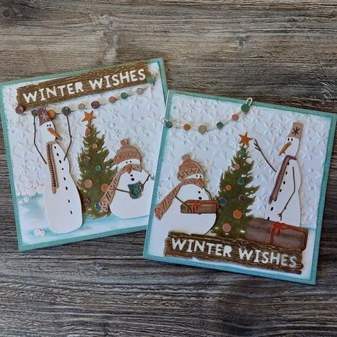 Tim Holtz Snowman Cards, Tim Holtz Snowman, Tim Holtz Twig And Stump, Twig And Stump, Tom Holtz, Snowmen Cards, Die Cut Christmas Cards, Xmas 2022, Tim Holtz Crafts