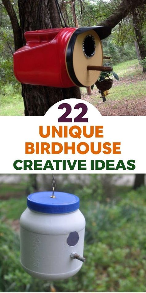 🐦✨ Let your imagination take flight with these creative birdhouse ideas! Repurpose an old mailbox into a unique and functional birdhouse by attaching it to a wooden post and adding a perch. Create a miniature fairy tale cottage by using colorful popsicle sticks to build a whimsical birdhouse complete with tiny windows, a door, and even a miniature garden. Transform a vintage birdcage into an elegant birdhouse by removing the base and attaching a small wooden platform inside. These creative birdhouse ideas will not only attract birds to your garden but also become eye-catching and enchanting focal points in your outdoor space. #DIYBirdhouses #UniqueGardenDecor Unique Birdhouse Ideas, Birdhouses On Posts, Unique Birdhouses Creative, Birdseed Feeders, Wine Cork Birdhouse, Recycled Garden Planters, Old Mailbox, Backyard Birds Feeders, Vintage Birdcage