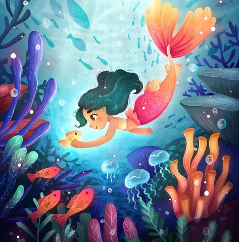 Part of your world~ Just kidding, I missed drawing mermaids so I drew one 🧜‍♀️ This one was tough because of all the coral details 😭 but I think the result turned out pretty cool Also not sure which one I like better, the first version or second one.. What do u think? #illustration #kidlit #kidlitart #kidlitillustration #digitalillustration #mermaidart #mermaidillustration #aesthetic #verydemure #author #artistsupportpost #childrensillustrationart #childrensillustratorsart Underwater World Drawing For Kids, Mermaid Aesthetic Art, Underwater World Drawing, Underwater World Illustration, Corner Mural, Under The Sea Illustration, Drawing Mermaids, Think Illustration, The Sea Illustration