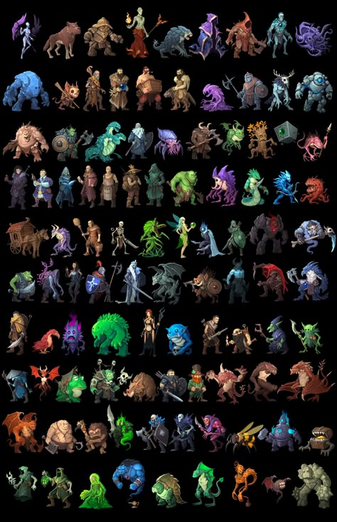 Game Characters Design, Pixel Art Creature, Jrpg Monsters, Monster Concept Art Character Design, Dungeon Monsters, Pixel Monster, Game Design Art, Game Art Design, Character Game