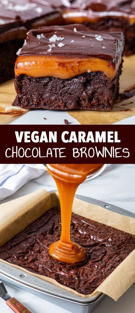 Brownies Dairy Free, Dairy Free Caramel, Loopy Whisk, Vegan Chocolate Ganache, Vegan Salted Caramel, Vegan Chocolate Brownies, Dairy Free Brownies, Chocolate And Caramel, Vegan Baking Recipes