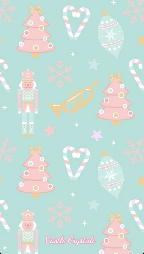 Pink And Blue Christmas Wallpaper, Pastel Christmas Background, Christmas Aesthetic Pastel, Nutcracker Wallpaper Iphone, Wallpaper Iphone Cute Green, Pastel Christmas Wallpaper, Nutcracker Wallpaper, Green Nutcracker, Cute Nutcracker