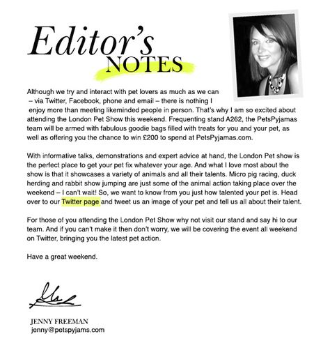 The layout of this letter is very straight forward and formal, although the use of highlighting adds a sense of personalization and care from the editor. This small touch adds both a new visual element of color, but changes the composition to further involve the editor. Letter From The Editor Design, Editor's Note Magazine, Editors Letter, Perfume Magazine, Publication Inspiration, Magazine Moodboard, Letter Layout, Travel Magazine Layout, Letter From The Editor