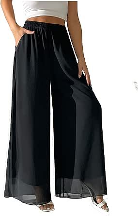 Womens Palazzo Pants, Black Dress Trousers, Wide Leg Palazzo Pants, Fashion Closet, Dressy Pants, Pants Elastic Waist, Elegante Casual, Dress Beach, 2023 Fashion