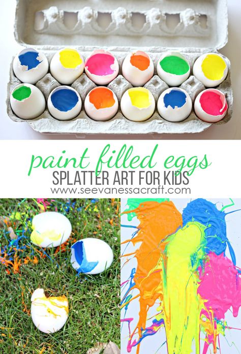 Paint Filled Eggs On Canvas, Splatter Paint Party Ideas For Kids, Egg Art Projects, Art With Paint, Filled Eggs, Sel Art, Paint Splatter Art, Paint Games, Healthy Gourmet