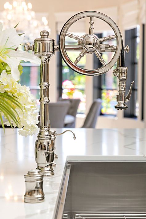 Unique Sink Faucet, Unique Kitchen Faucets, High End Homes Luxury Interior, Luxury Kitchen Faucets, Cool Kitchen Sinks, Farmhouse Kitchen Faucet Ideas, Rustic Kitchen Faucets, Waterstone Kitchen Faucet, Kitchen Faucets Ideas