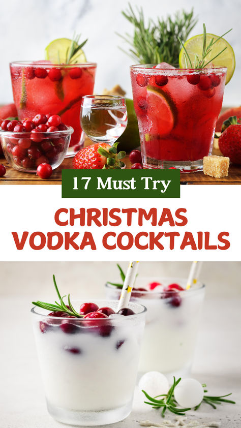 Christmas Vodka Cocktails Holiday Pitcher Drinks Alcohol, Raspberry Cocktail Vodka, Vodka Chambord Cocktail, Christmas Themed Shots Party Ideas, Cocktails With Cranberries, Vodka Fizz Cocktail, Cute Vodka Drinks, Christmas Drinks With Peppermint Vodka, Red Holiday Cocktails