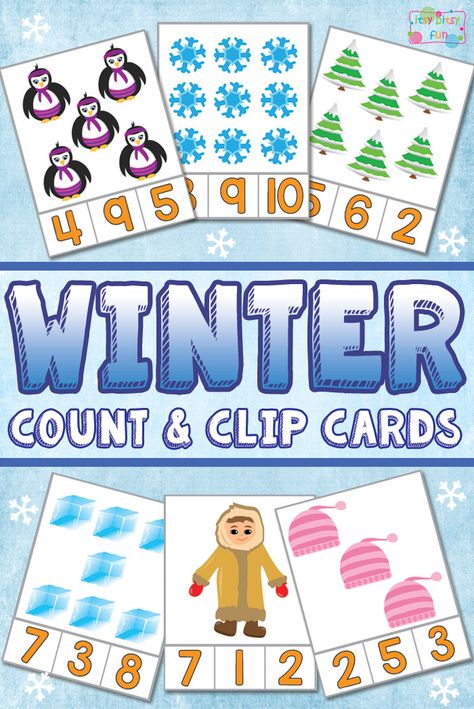 Winter Homeschool, Winter Lesson Plan, Monarch Butterfly Tattoo, Free Printables For Kids, Counting Clip Cards, Winter Activities Preschool, Fun Indoor Activities, Winter Kindergarten, Winter Math