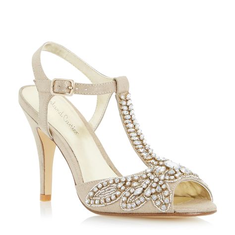 Roland Cartier Ladies MONTORI - Embellished Jewel Heeled Sandal - gold | Dune Shoes Online Gold Wedding Shoes, Dune Shoes, Jeweled Heels, Wedding Shoes Bride, Jeweled Sandals, Dune London, Heeled Sandal, Heel Sandal, Gold Collection