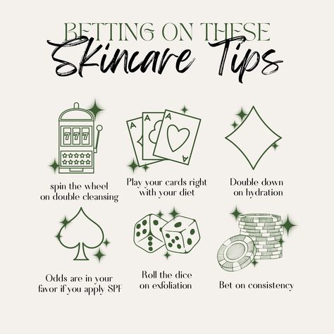 Bet on these skincare tips🎰♠️🃏 #skincare #skincaretips #esthetician #skintips #facial Esthetician About Me Post, Facial Social Media Post, Holiday Esthetician Post, Esthetician Study Notes, Esthetician School Notes, Wax Suite, Esthetician Post Ideas, Esthetician Vision Board, Esthetician Content