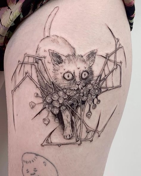 Laili on Instagram: “from gyo by junji ito 😽😽 this was so fun . #tattoo #tattoodesign #torontotattoo #apprenticetattoo #tattooflash #linework #illustration…” Goth Tattoo, Sick Tattoo, Wicked Tattoos, Scary Tattoos, Creepy Tattoos, Cute Little Tattoos, Cute Tiny Tattoos, Gothic Tattoo, Weird Tattoos