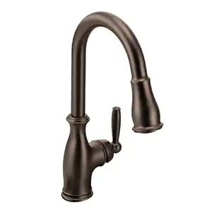 Moen Brantford™ Single Lever Handle Pull Down Bar Faucet with Power Clean and Reflex Technology in Oil Rubbed Bronze - 5985ORB - Ferguson Oil Rubbed Bronze Kitchen Faucet, Oil Rubbed Bronze Kitchen, Traditional Kitchen Faucets, Rubbed Bronze Kitchen, Bronze Kitchen Faucet, High Arc Kitchen Faucet, Moen Kitchen Faucet, Touchless Kitchen Faucet, Bronze Kitchen