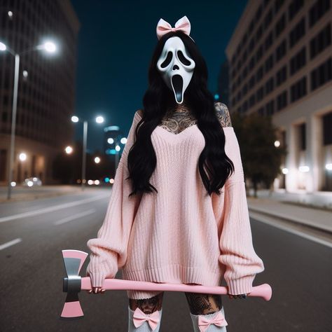 🪓 Funny Woman’s Halloween Costumes, Horror Character Photoshoot, Halloween Costume Diy Woman, Girly Scary Halloween Costume, Halloween Pretty Costume, Womans Halloween Outfits, Pink Skeleton Costume, Halloween Costumes Women Spooky, Halloween Women Photoshoot