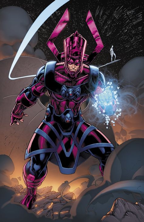 Galactus,the Devourer of Worlds,is a cosmic force of nature in the Marvel Comic universe. He began as Galen of Taa in the universe prior to the Big Bang. The natural life of that universe came to an end and when it decayed and imploded,the cosmic entity Eternity transformed Galen of Taa into Galactus. Galactus now feeds off livings worlds and thus proves them and tests them for survival. Those populated worlds whose inhabitants survive by whatever means are strengthened and proved worthy of ... Galactus Marvel, Brett Booth, Solgaleo Pokemon, Comic Villains, Marvel Villains, Bd Comics, Marvel Comic Universe, Marvel Comic Character, Marvel Comics Art