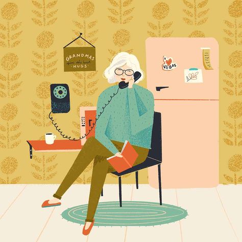 Illustrator Kelsey Davis | Represented by i2i Art Inc. Phone Call Illustration, Calling Illustration, Call Illustration, Instagram Call, Illustration Ideas, Journal Ephemera, Harry Potter Film, Design Book, Telephones