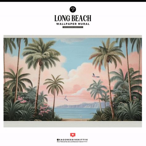 Long Beach Wallpaper Mural - The Sims 4 Build / Buy - CurseForge Sims 4 Beach Cc, Sims 4 Beach House, Beachy Wallpaper, Beach Mural, Sweatshirt Shorts, 4 Wallpaper, Sims 4 Cc Furniture, Beach Wallpaper, Tree Wallpaper