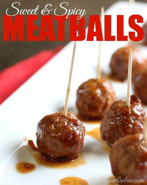 3 Ingredient Sweet & Spicy Meatballs Sweet And Spicy Meatballs, Spicy Meatballs Recipe, Savory Snack Recipes, Spicy Meatballs, Mini Meatballs, Best Meatballs, Appetizer Meatballs, Homemade Chips, Crock Pot Meatballs