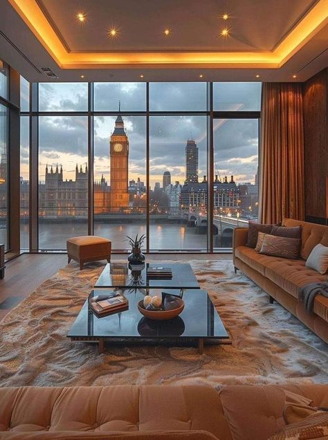 Penthouse in London London Apartment Aesthetic, Luxury Apartments London, London House Interior, Penthouse London, Casa Clean, London Dreams, London Living, Apartment View, Dream Life House