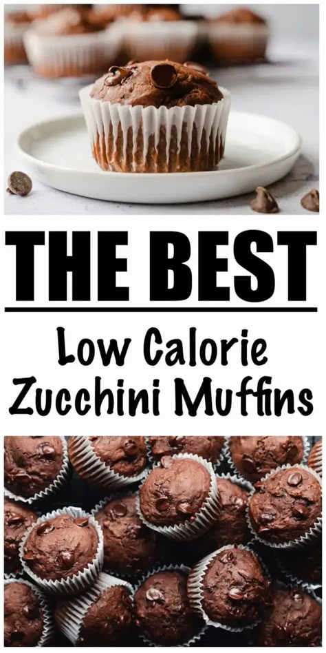 Low Calorie Zucchini Muffins Recipe Healthy Zucchini Muffins, Squash Zucchini Recipes, Pumpkin Zucchini Muffins, Low Calorie Muffins, Low Sugar Muffins, Low Cal Dessert, Zucchini Muffin Recipes, Chocolate Zucchini Muffins, 500 Calorie