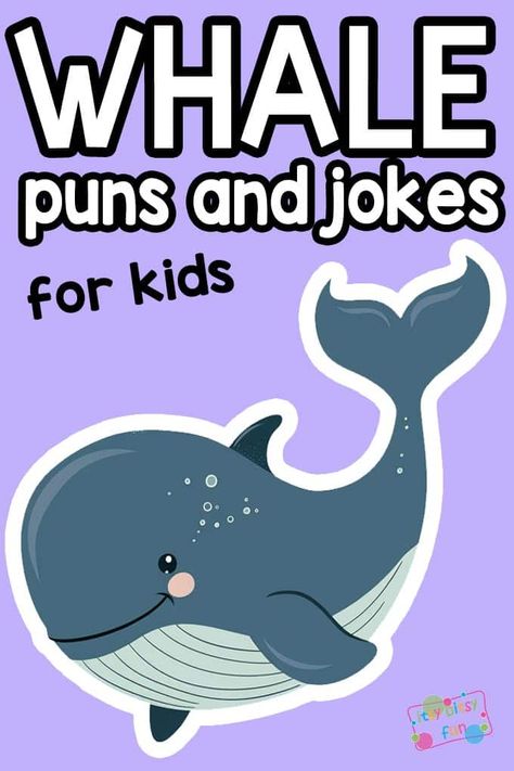 Whale Puns and Jokes for Kids Whale Puns, Dolphin Puns, Whale Jokes, Clean Puns, Turtle Puns, Shark Jokes, Puns For Kids, Shark Puns, Fish Puns