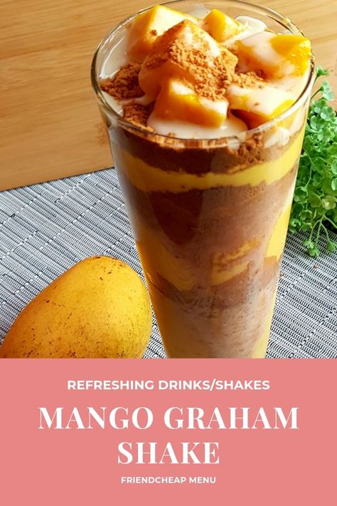 Mango Graham Shake/Float Like Maxi Mango. A very popular Shake and Dessert for this kind of season. Made by fresh ripe Mango and Crushed Graham.  Here is our ingredient based on our Video:    1 Whole Ripe Mango    1 Packed crushed Graham    1 Evaporated Milk    1 Condense Milk    1 All purpose Cream    1 Condense Milk (Mango Flavor)       Crushed Ice  Simple Syrup   1 cup Sugar   1 cup Water  #mango #mangograhamshake #mangofloat Mango Graham Shake Aesthetic, Mango Graham Shake, Mango Graham Float, Mango Graham, Mango Float, Ripe Mango, Drinks Recipe, America Trip, Filipino Foods