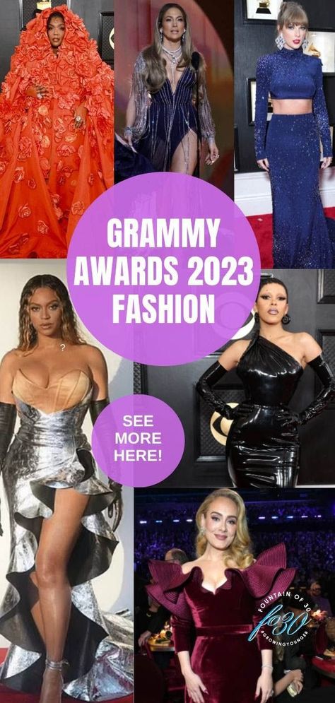 Did you catch the Grammy's this year? Here's the the most showstopping Grammy Awards 2023 fashion, led by Lizzo Beyonce, Cardi B, Taylor Swift and Jennifer Lopez. #redcarpet #grammys #fashion #style #celebritystyle Grammys Outfits 2023, Grammy Awards 2024, Grammy Inspired Outfits, Grammys Fashion, Grammys Outfits, Grammy Awards 2023, Grammy Awards Dresses, Grammy Fashion, Grammys 2024