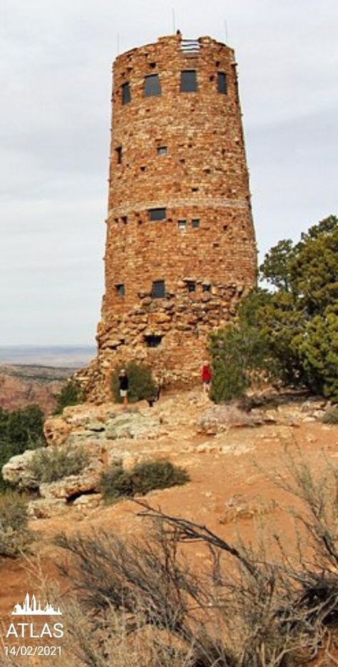 Desert View is the first stop in the park if you are coming from the east and entering the park through the Desert View Entrance. This is a full-service stop with a general store, trading post, and camping, but the main attraction is the famous Indian Watchtower. Despite its appearance, the 70-foot tower is not an ancient, crumbling stone ruin. It was built in 1932 and is one of four structures in the park designed by Mary Jane Colter, all of which are on the National Register of Historic Place Desert Tower, Culture Center, Los Angeles Hollywood, Watch Tower, Parking Design, Trading Post, Main Attraction, The Pacific Ocean, General Store