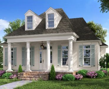 Southern Acadian Style Homes, White Acadian Style Home, Southern Style Home Exterior, Acadian Style Homes Interior Decor, Southern Cottage Exterior, Southern Homes Exterior, Small Southern House Plans, Acadian Style Homes Exterior, White Brick Homes