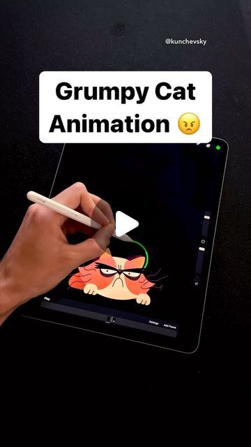 Alex Kunchevsky on Instagram: "Grumpy Cat Animation in Procreate 😠 Black Friday Sale of my Procreate and Procreate Dreams courses is ending soon! ✨ If you want to learn how to draw and animate using your iPad join my beginner-friendly courses. All links are in bio 🙌 #procreate #animation" How To Animate On Procreate, Procreate Dreams Animation, How To Animate, Procreate Animation Tutorial, Procreate Dreams, Procreate Animation, Cat Animation, Angry Cat, Animated Drawings