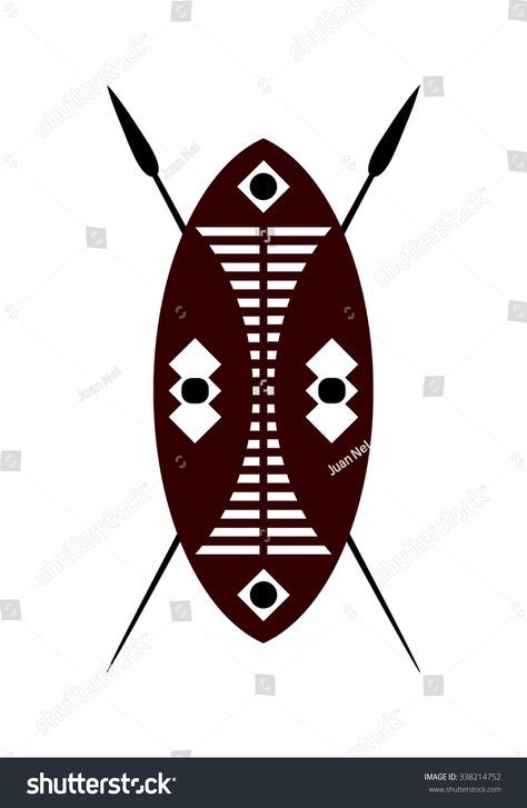 African warrior shield and spear. Tattoos Collar Bone, African Warrior Tattoos, Shield And Spear, African Logo, African Shield, Spear And Shield, African Spear, Warrior Shield, Shield Tattoo