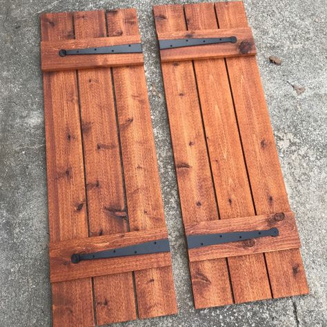 Shutters With Hinges, Farmhouse Shutters Decor, Cottage Shutters, 2023 Home Interior, Large Shutters, Wood Shutters Exterior, Farmhouse Shutters, Outdoor Shutters, Rustic Shutters