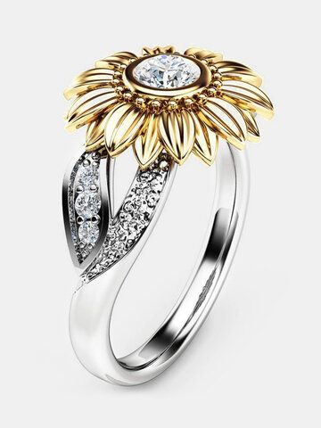 Sunflower Ring, Zierlicher Ring, Zircon Ring, Crystal Wedding, Crystal Rings, Wedding Rings For Women, White Gold Diamonds, Stone Rings, Ring Verlobung