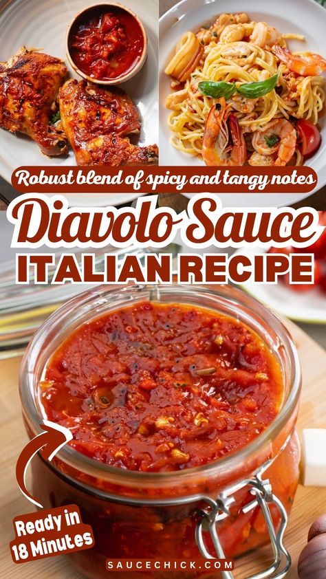 Diavolo Sauce Recipe Diavolo Sauce Recipe, Spicy Pasta Sauce, Diavolo Sauce, Red Pasta, Marinara Recipe, Italian Tomato Sauce, Spicy Pasta, Red Sauce Pasta, Homemade Sauce Recipes