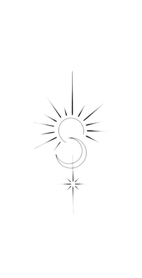 Sun Moon Infinity Tattoo, Simple Sun Moon Star Tattoo, Star And Crescent Tattoo, Dainty Sun Moon Star Tattoo, Tiny Sun Moon Star Tattoo, Sunshine And Moon Tattoo, Sun And Crescent Moon Tattoo, Mother Daughter Moon Tattoos, Moon Feminine Energy Tattoo